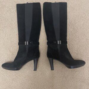 Aquatalia WaterProof Insulated Black Suede Knee High Boots Italy Sz 8.5